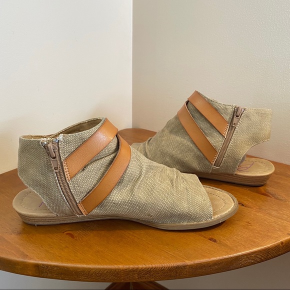 Blowfish Malibu wedge sandal. Tan canvas. - Picture 3 of 7